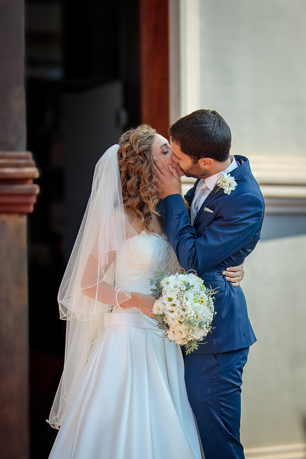 Erica and Pietro celebrating together on their wedding day