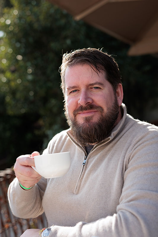 Greg Brown the Photographer drinking a well deserved cup of tea