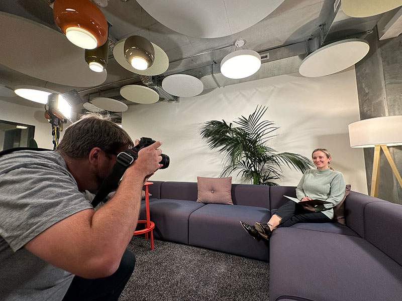 Photographer Greg Brown on location with a customer