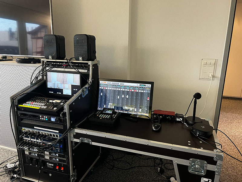 Behind the scenes studio mixer setup